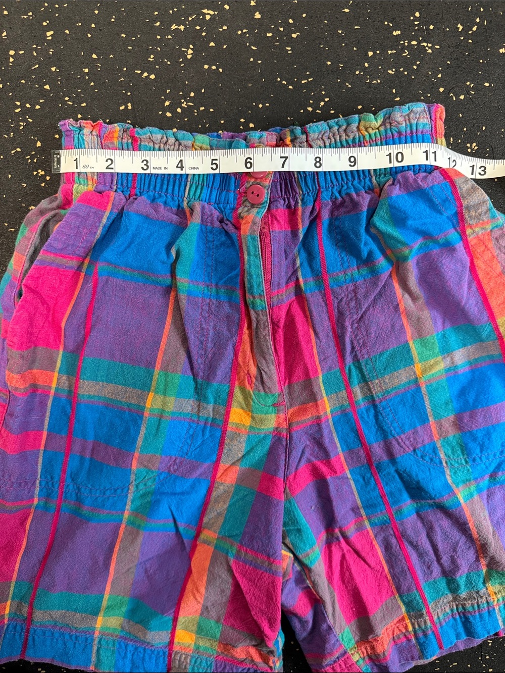 Hunt Club Colorful Plaid Elastic Waist Shorts - Bright Multicolor - Picture 4 of 5